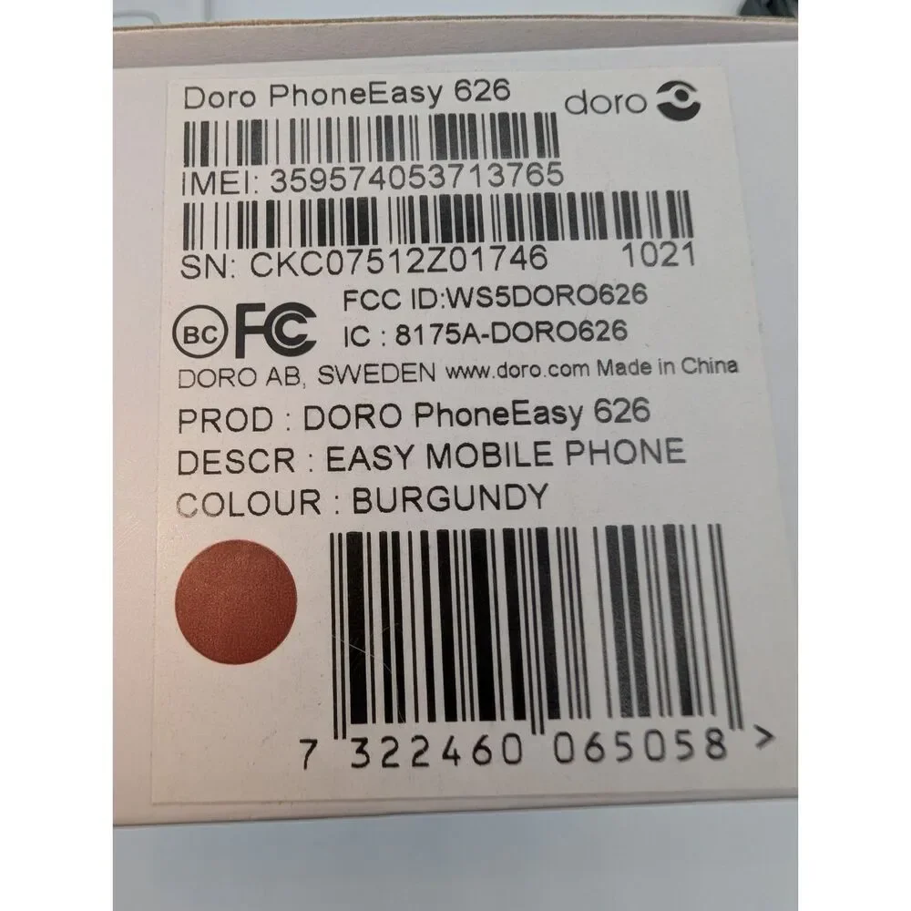 Doro PhoneEasy 626 Consumer Cellular Burgandy Like New in Box w Charger & Cords